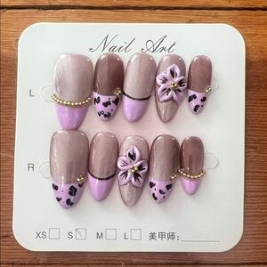 Purple and Brown Nail Art Set Size M